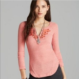 Free People Battalion thermal henley pink sweater